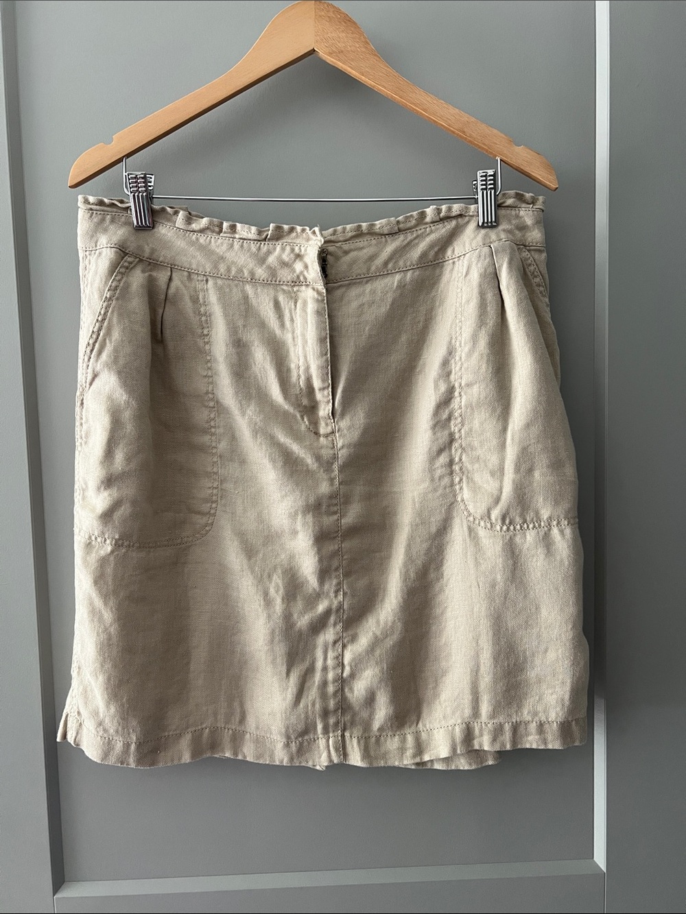 J. Crew Taupe Linen-Cotton Mini Skirt